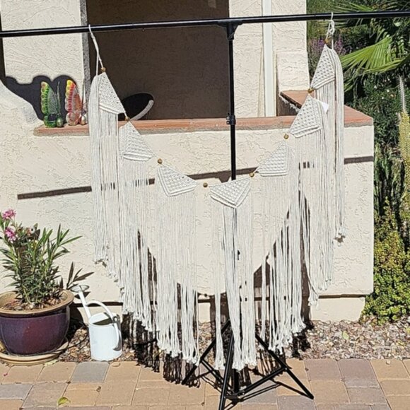 Macrame Wall Hanging Boho Gold Decor - Picture 1 of 4